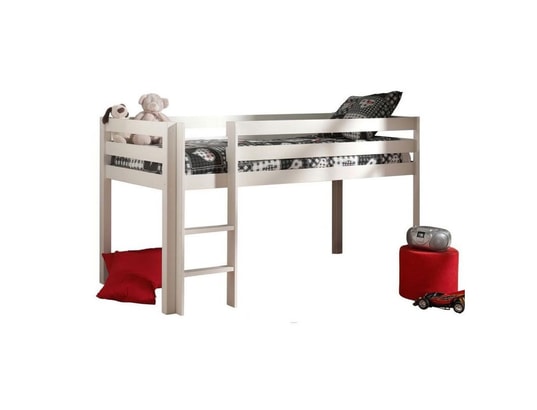 VIPACK - Lit enfant Lit mi-hauteur 90x200 sommier inclus et housse princesse pin...