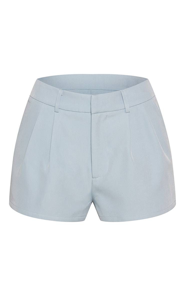 Bleu Poudré Short Tailleur Tissé