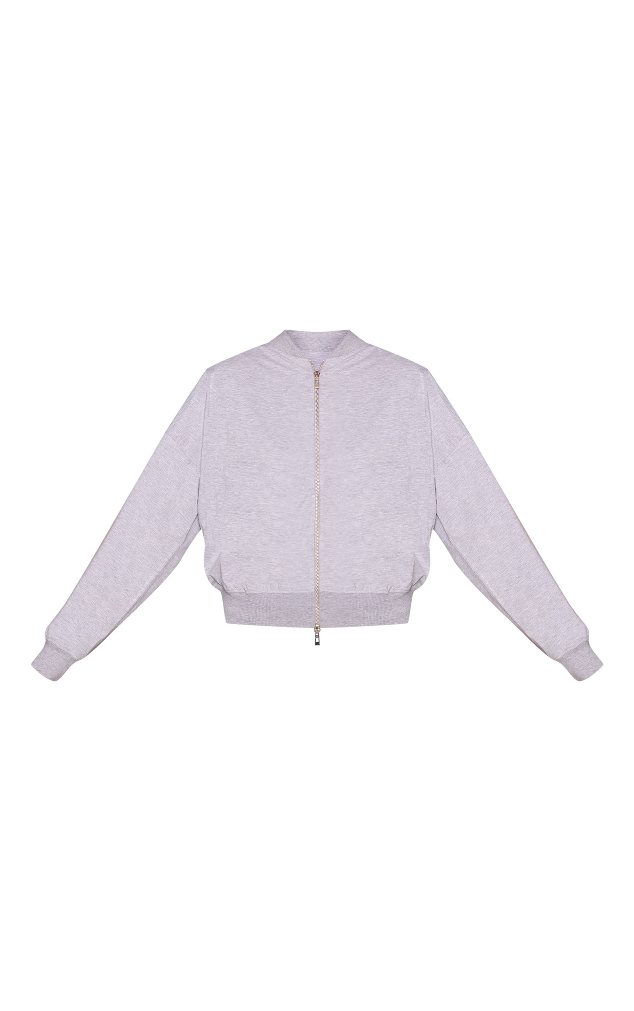 Gris Chiné Ensemble Coordonné Bomber Décontracté Zippé