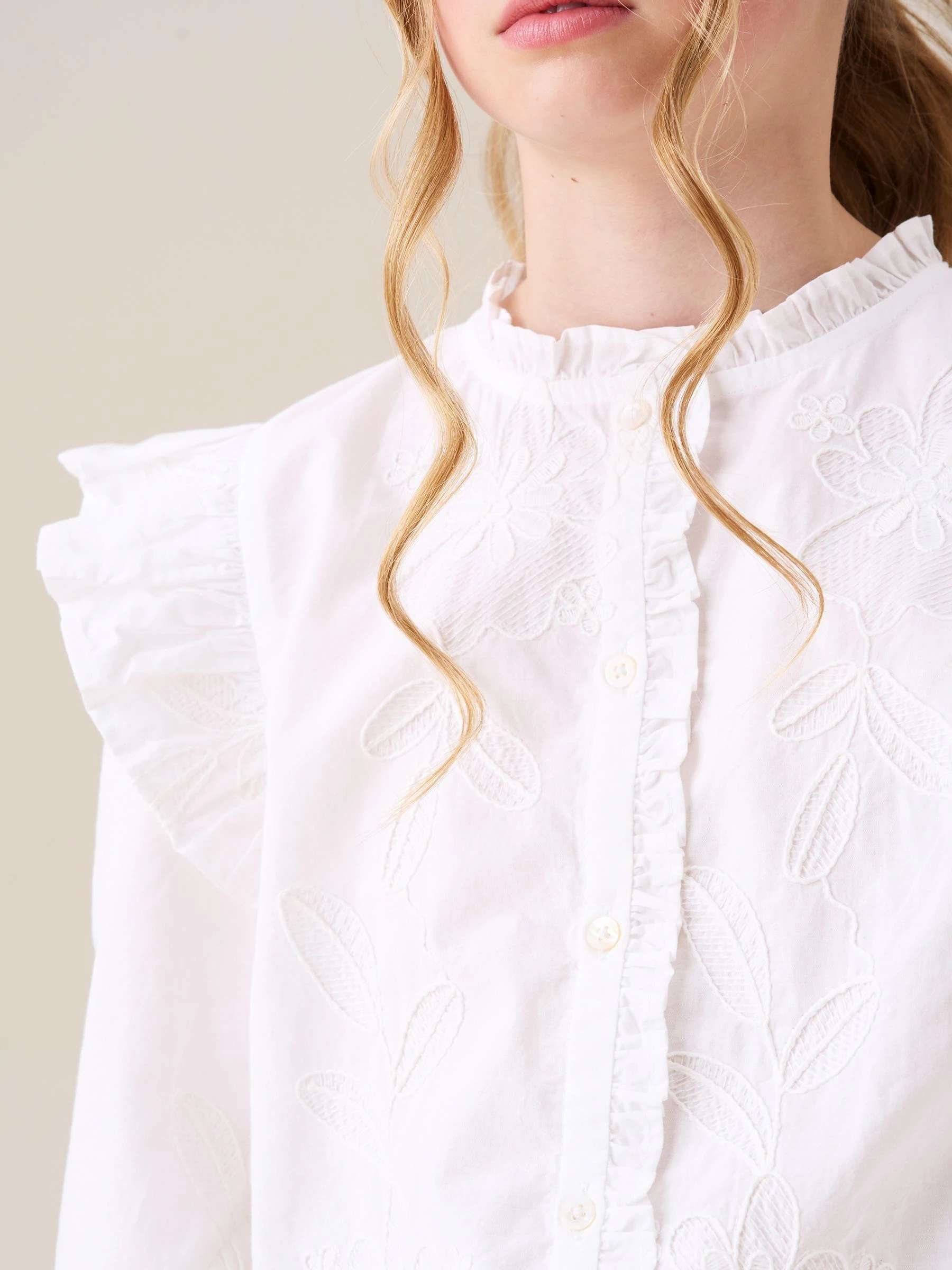 Angel & Rocket Lacey Embroidered Frill Sleeve Blouse