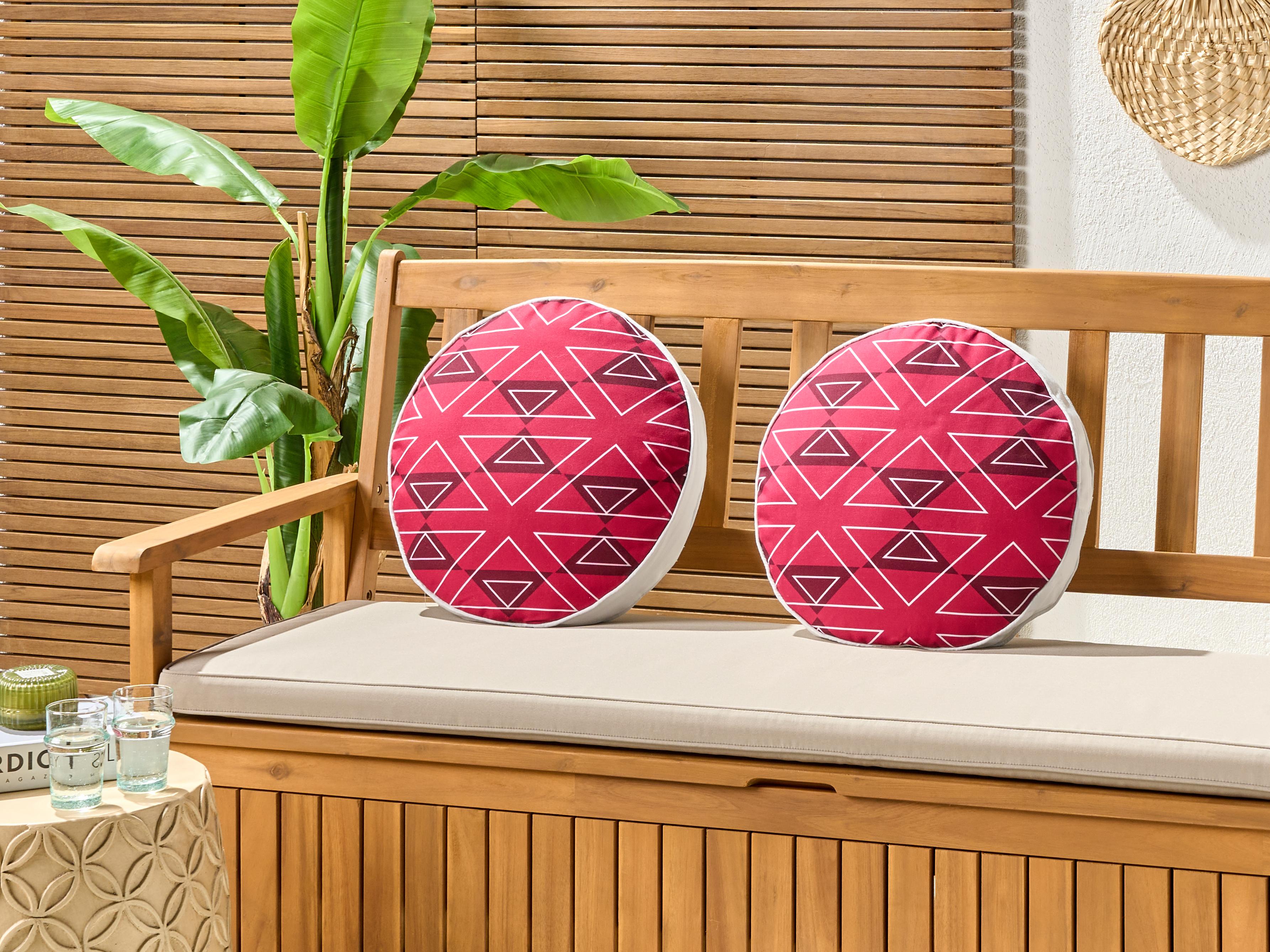 Set van 2 tuinkussens MEZZANO geometrisch patroon 40 x 40 cm Roze