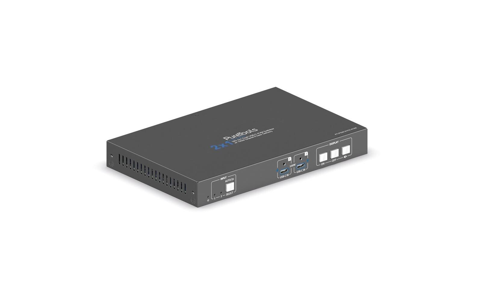 Switcher PT-PSW-21CC-KVM 4K 60Hz 4:4:4, HDR 10<br>USB-C KVM Switcher mit 100W PD