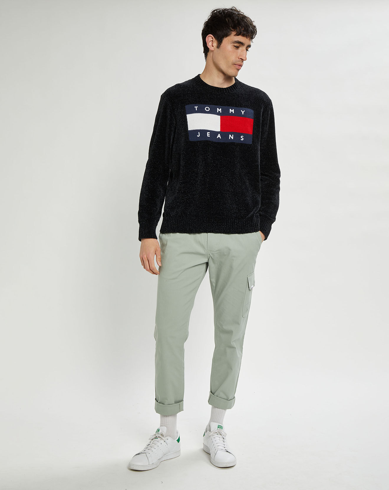 Tommy Jeans Pull Tommy Flag Chenille noir