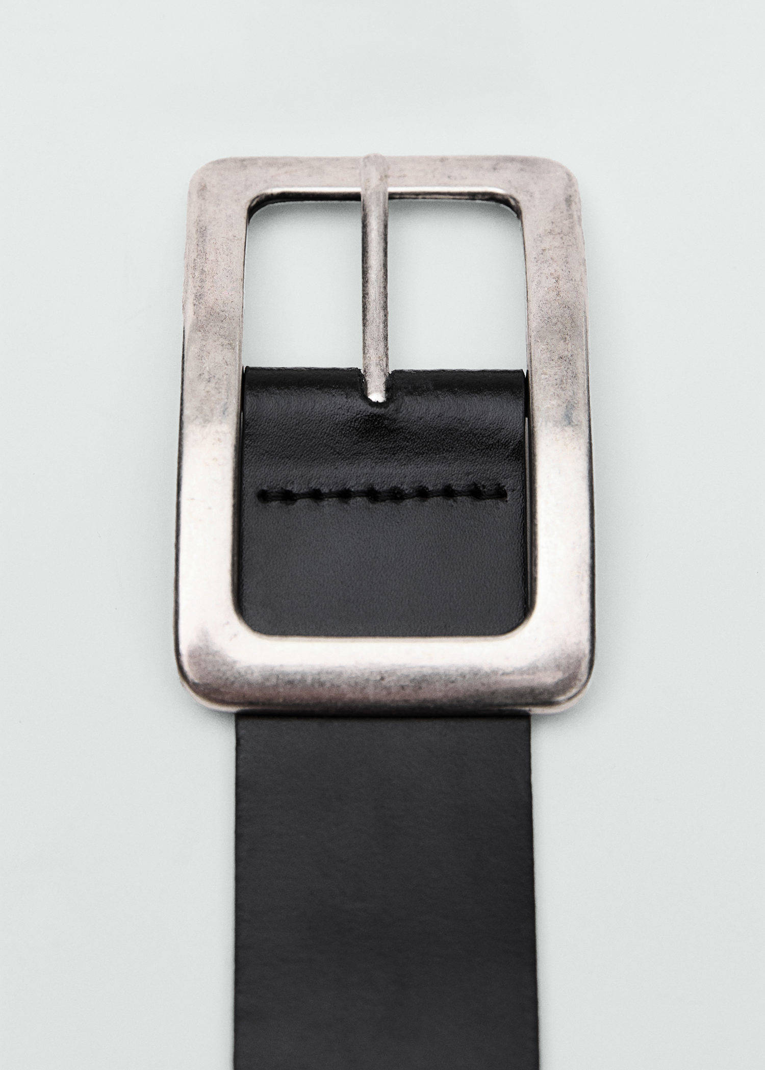 Mango leren riem zwart