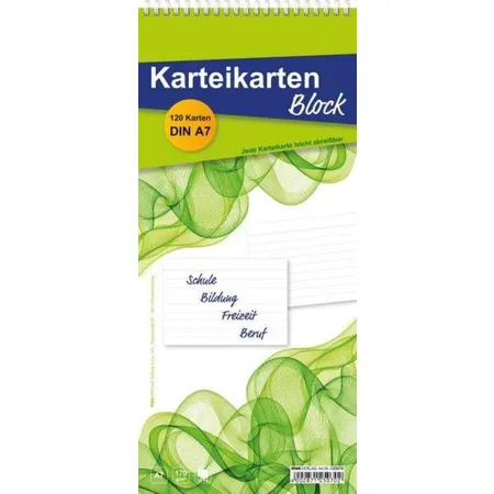 RNK Verlag Karteikartenblock liniert, weiß, A7, 170g