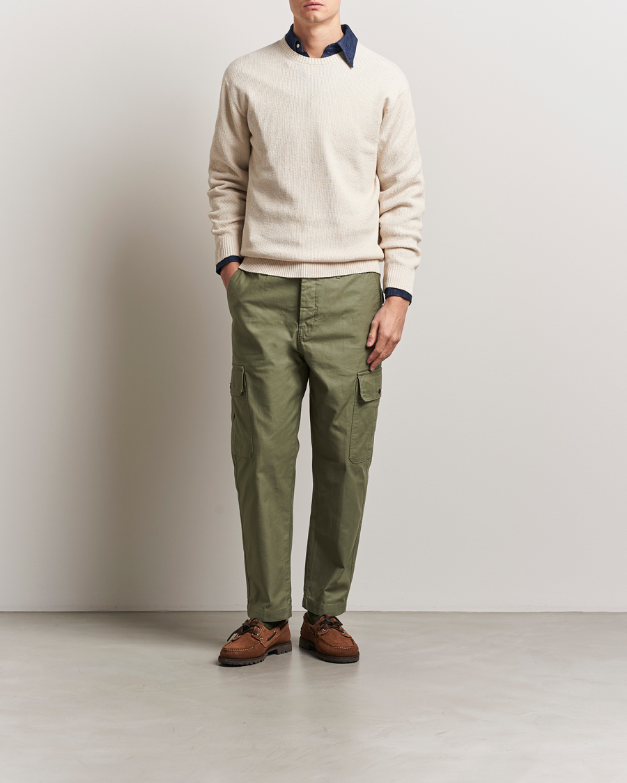 BEAMS PLUS Cotton Rib Crewneck  Beige