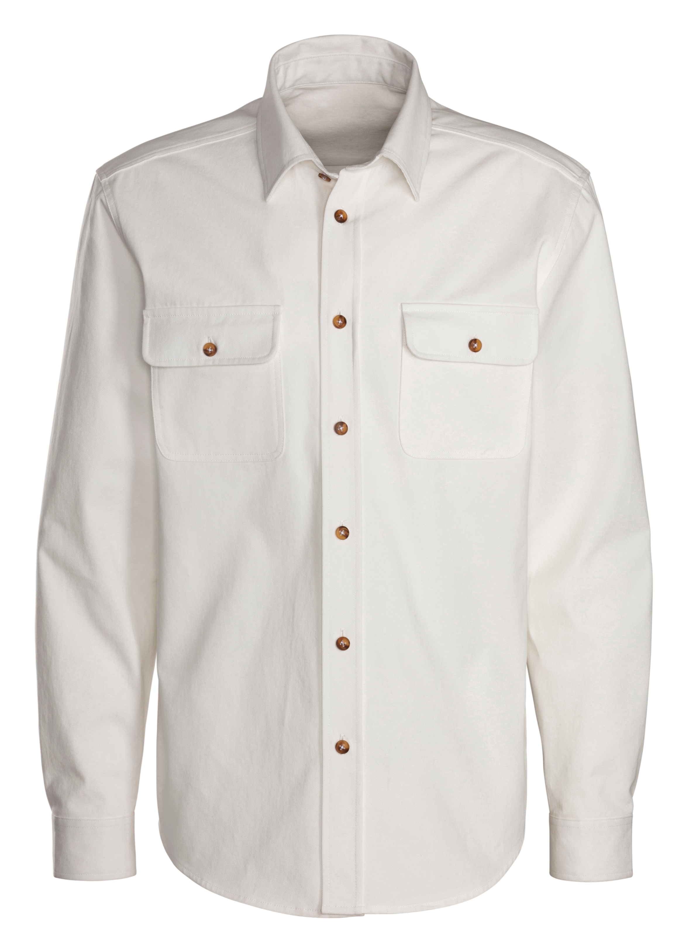 John Devin Langarmhemd , Overshirt aus reiner Baumwolle, mit aufgesetzten Taschen