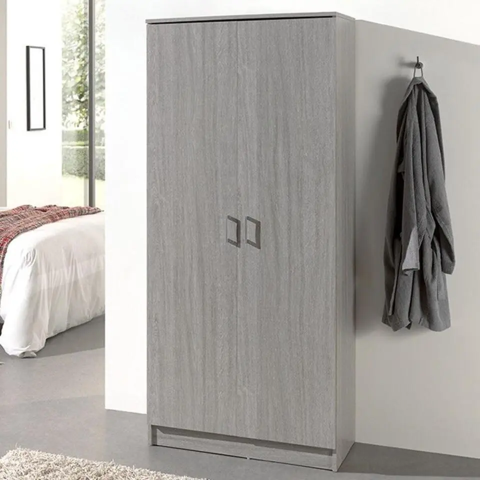 Opbergkast Ray 80cm met 2 deuren en 4 legplanken - grijze eik