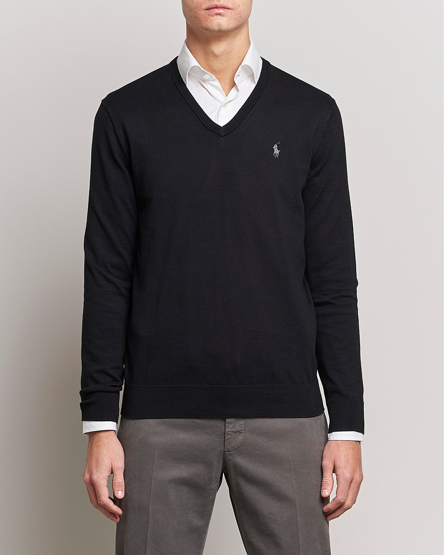 Polo Ralph Lauren Pima Cotton V-neck Pullover Polo Black
