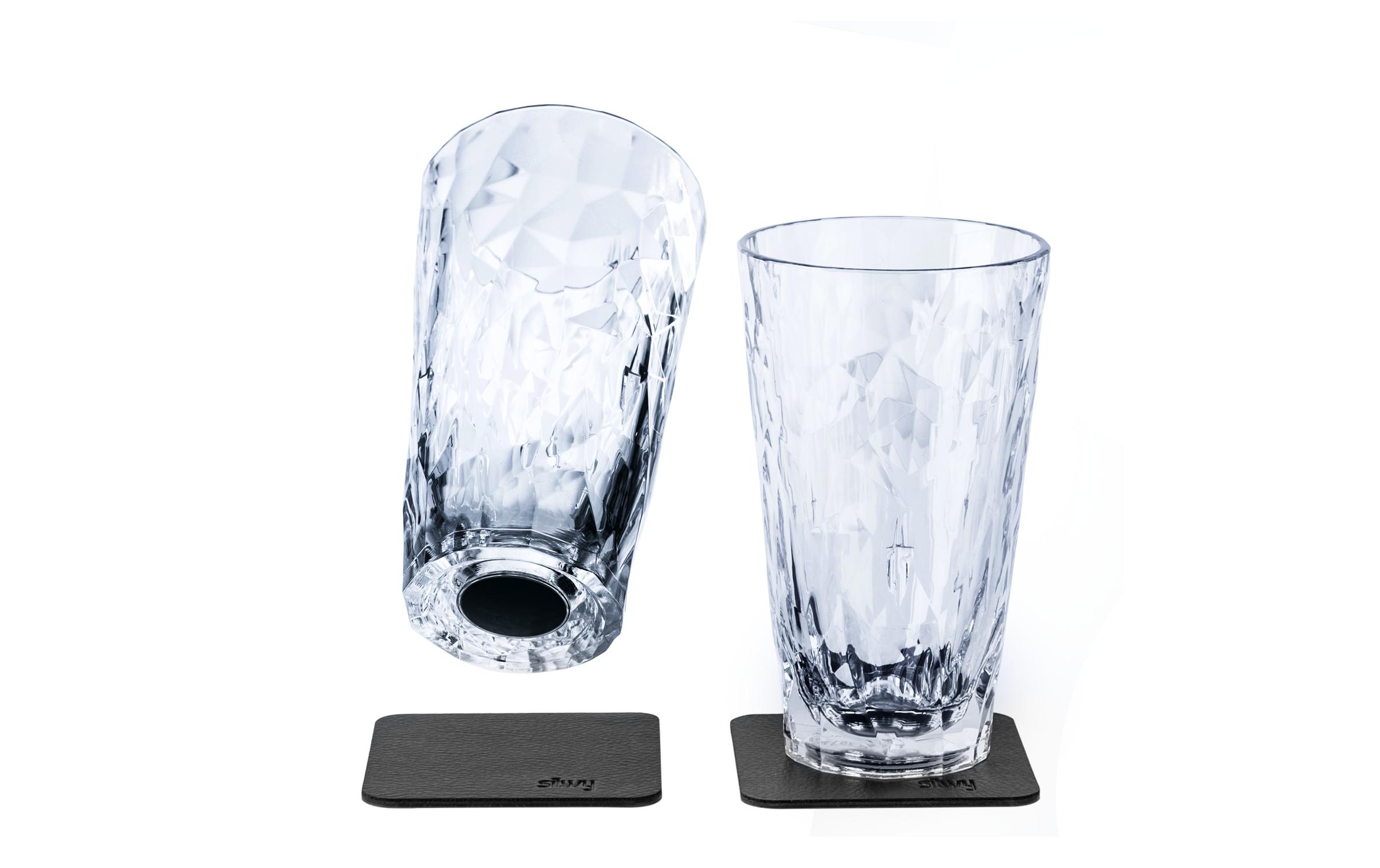 Outdoor-Longdrinkglas Hightech-Kunststoffgläser 2er-SetKunststoff Longdrink Gläser-Set mit Magnet-Pads, unzerbrechlich