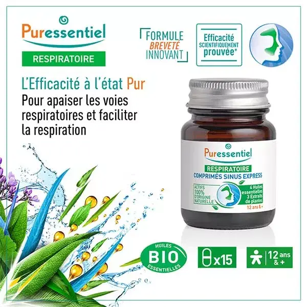 Puressentiel Respiratoire Sinus Express 15 comprimés