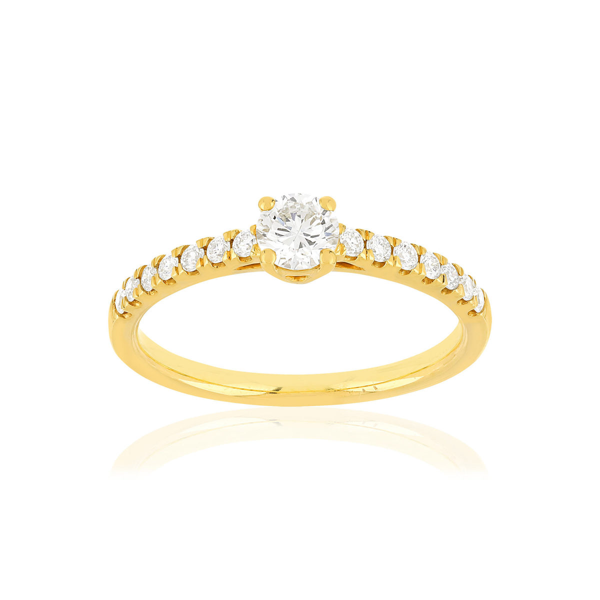 Bague or jaune 750 diamants synthétiques 0.50 carat