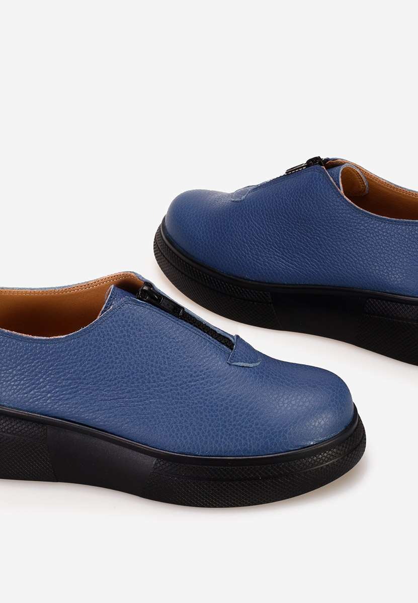Chaussures casual femme en cuir marine Amaera