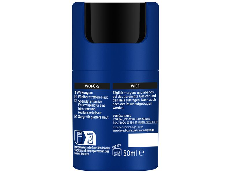 L'Oréal Men Expert Gesichtspflege Expert Day Cream Power Ag Feuchtigkeitspflege mit Hyaluronsäure, speziell für trockene Männerhaut