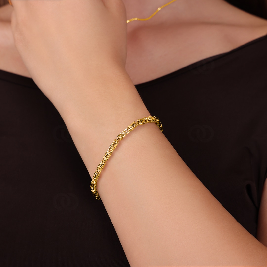 3.0mm Königsarmband klassisch 750/18 K Gelbgold halbmassiv