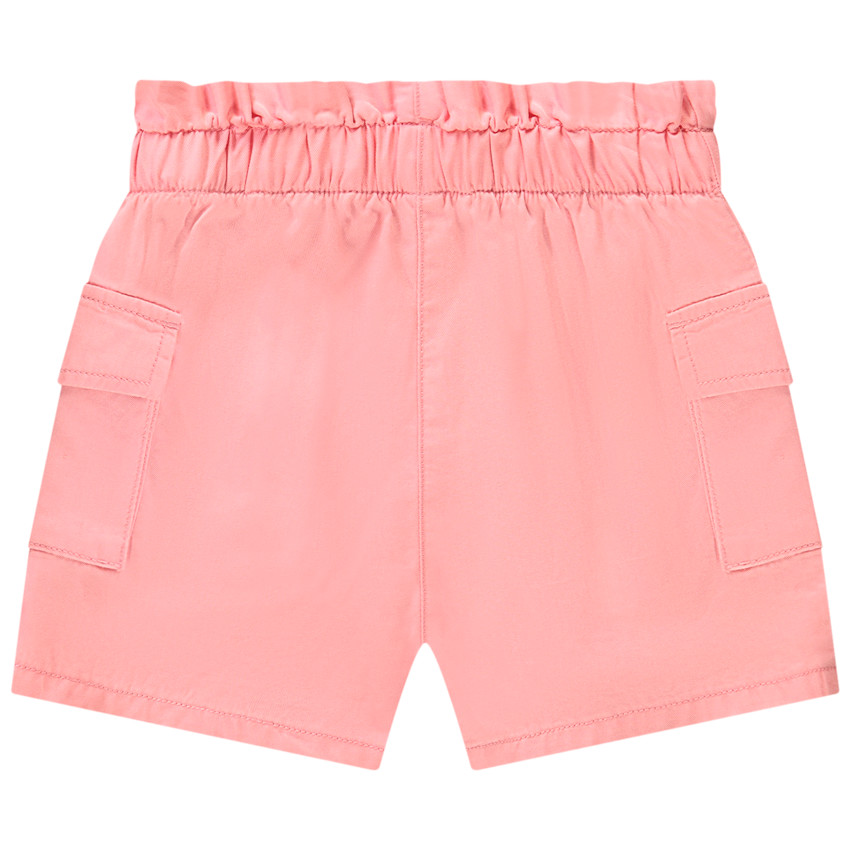 Short uni en toile avec poches pour bébé fille