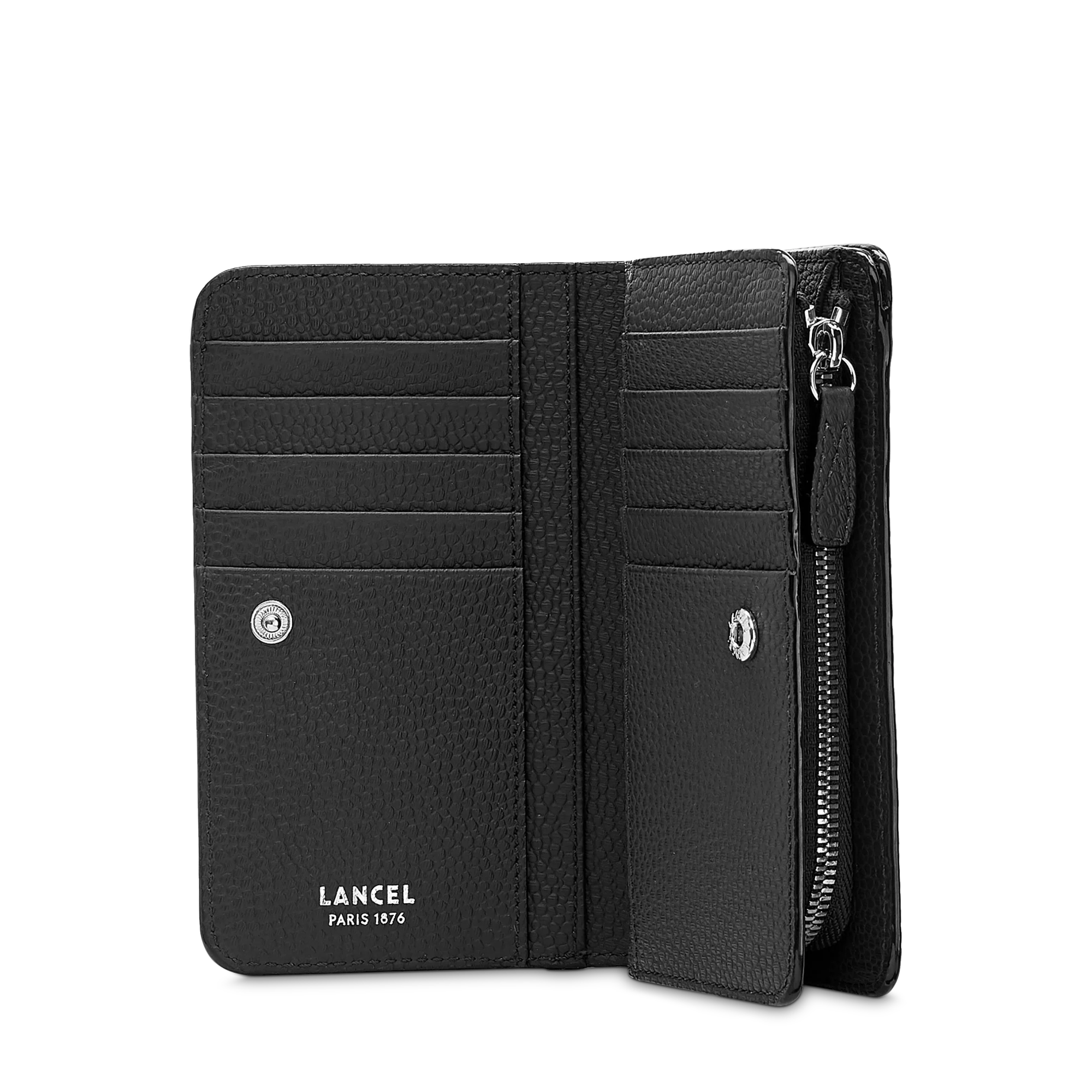 Portefeuille rectangulaire compact zippé Ninon de Lancel-Noir