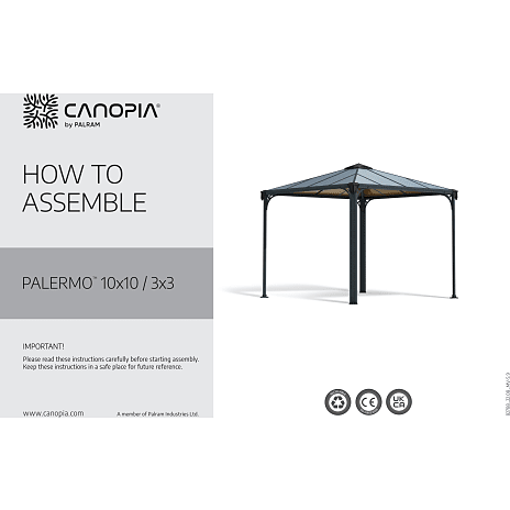 Palram - Canopia Palermo pavillon 3000 - antracitgrå
