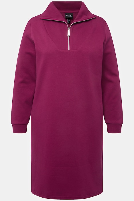 Sweatkleid, Troyerkragen, Reißverschluss, Langarm