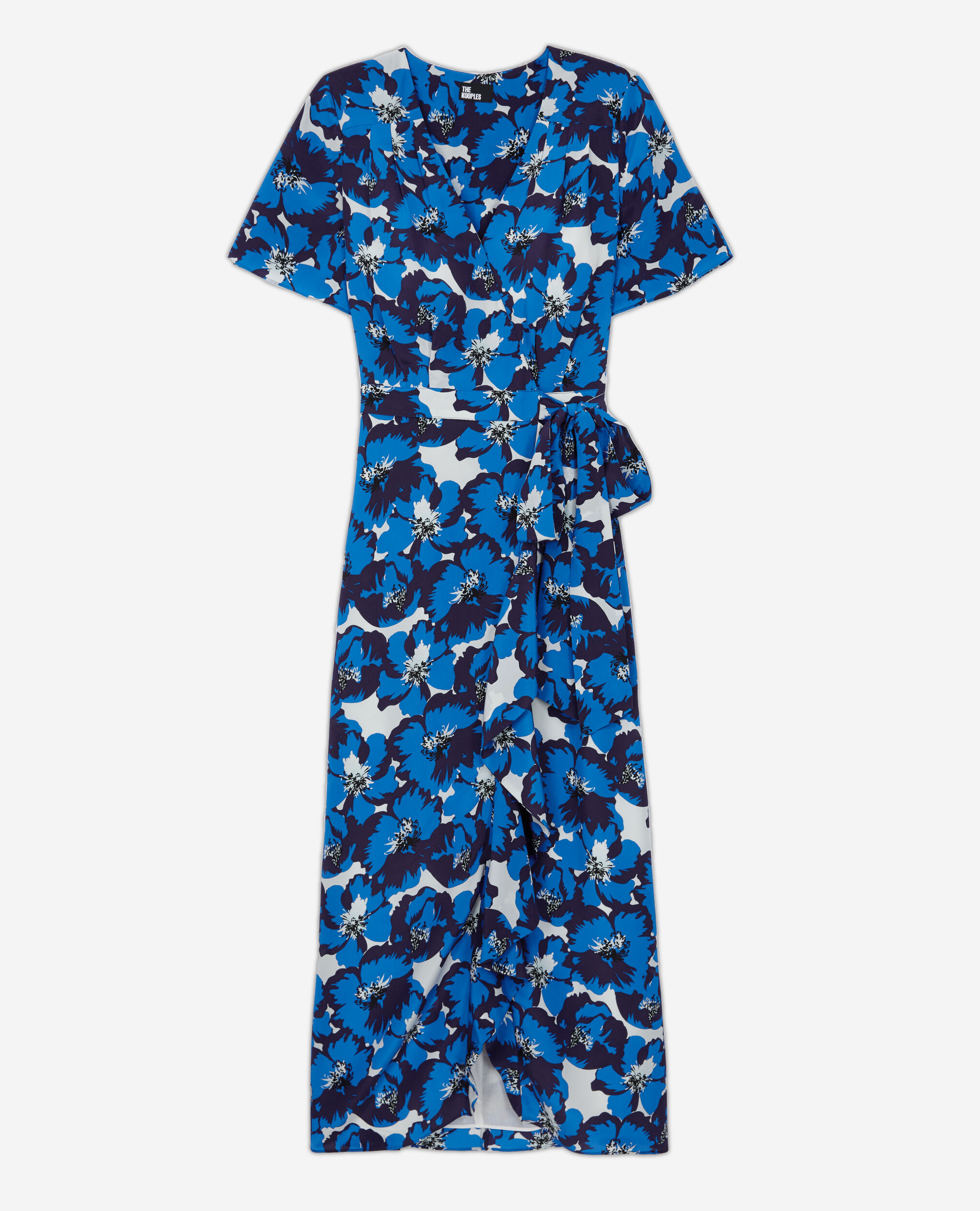 Robe portefeuille longue imprimée en soie