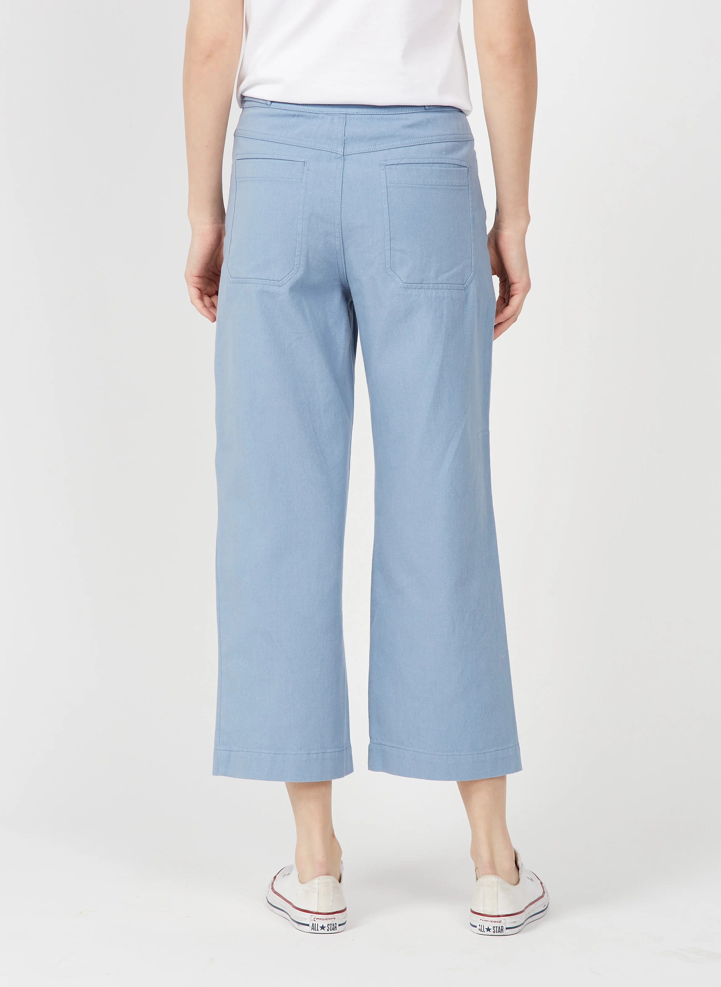GASPARD - Pantalon large taille haute en toile de coton | Jean Délavé