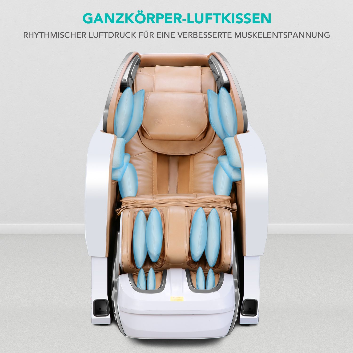 NAIPO Massagesessel Lonisator  3D Premium Massagestuhl mit Shiatsu Zero Gravity Anion-Abgabe Weiss