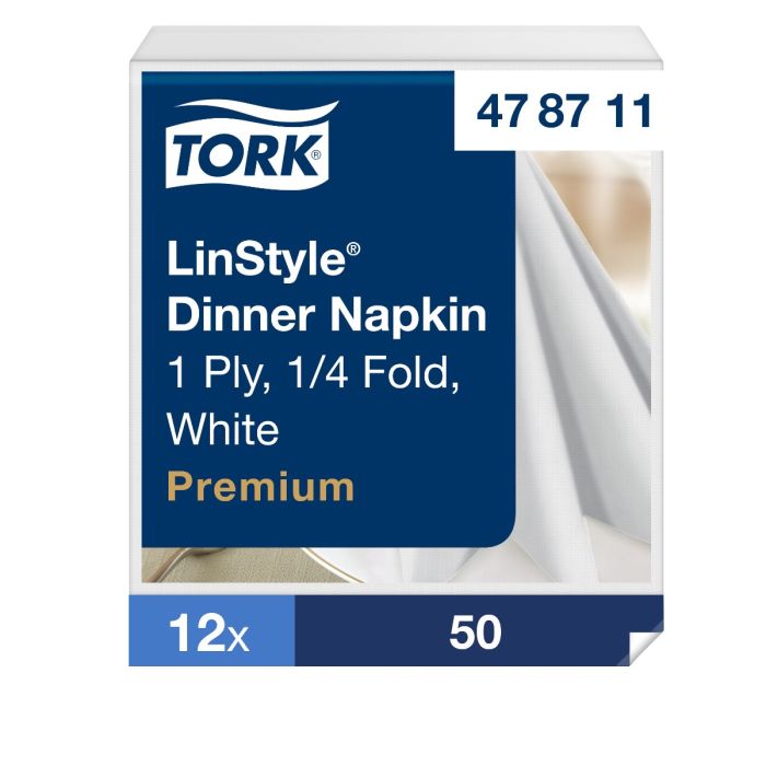 600st Tork 478711 Linstyle servet 39x39cm wit 1/4 vouw 12x50st (478711)