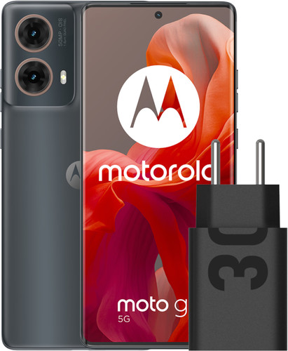 Motorola Moto G85 Blauw 5G + Motorola Oplader 30W Zwart + Usb C Kabel 1m Zwart Kunststof