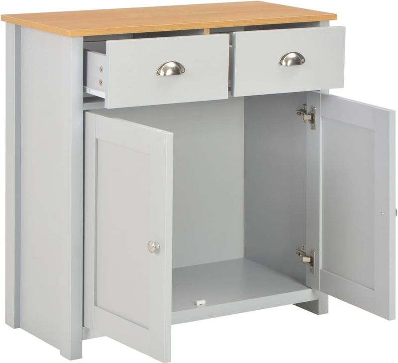 vidaXL - Dressoir - Grijs - Bewerkt Hout met Melamine - 2 Lades en 2 Deuren
