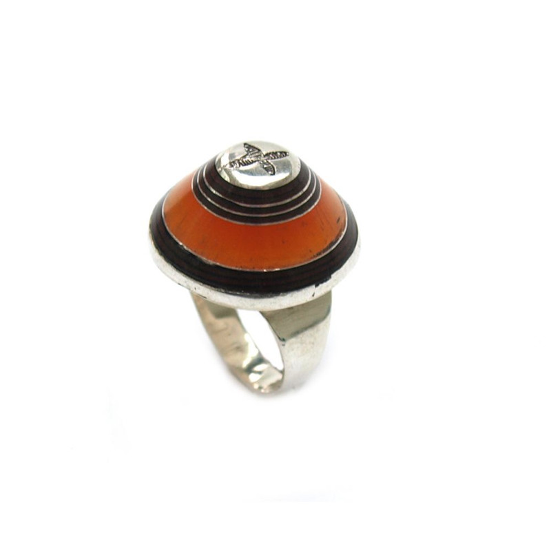 Bague dôme Argent et ambre