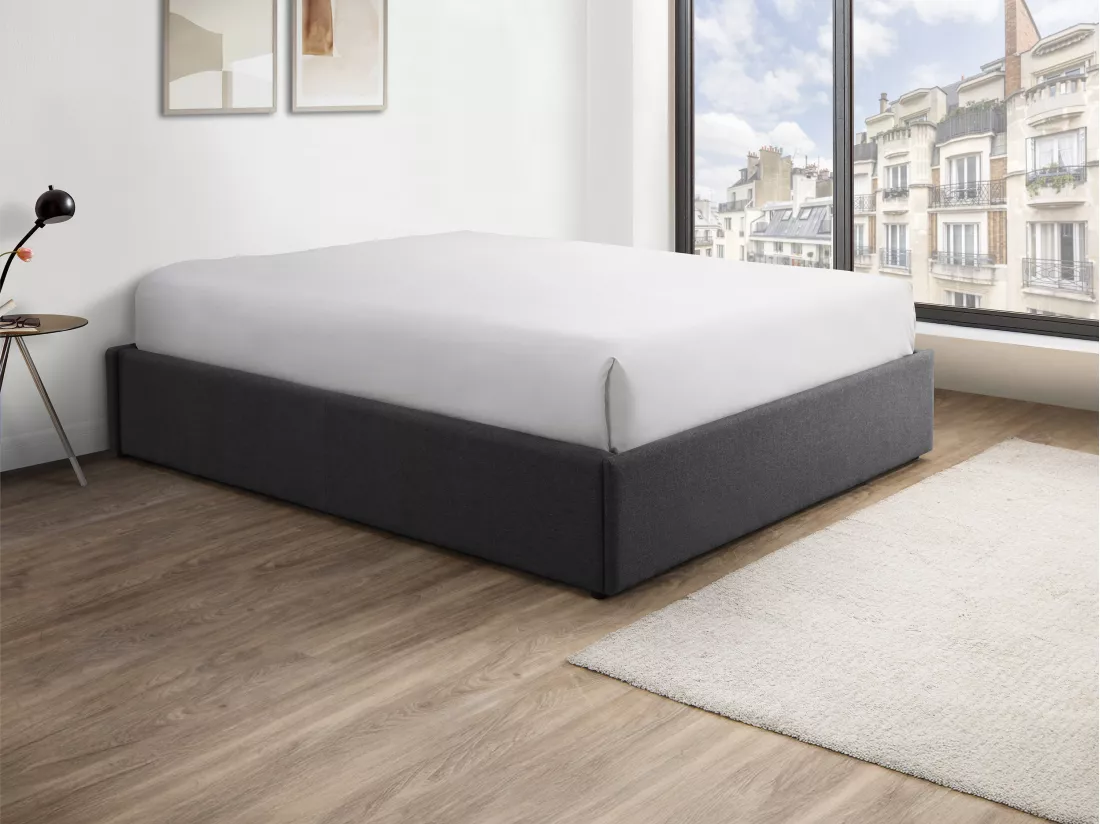 Sommier coffre et tiroir 160 x 200 cm - Gris anthracite - OSLA de YSMÉE