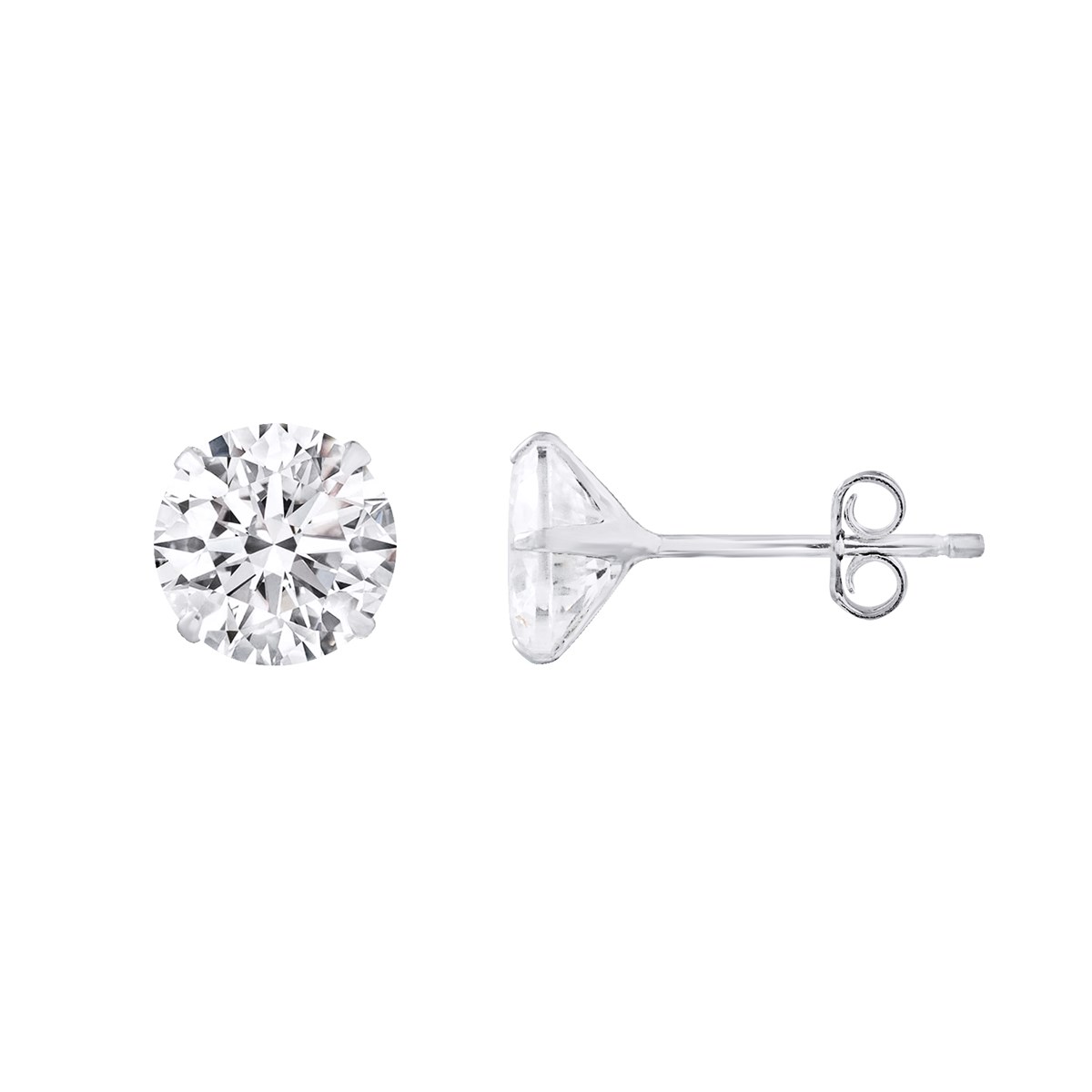 Boucles d'Oreilles SOLITAIRE - Oxyde de zirconium - Argent 925
