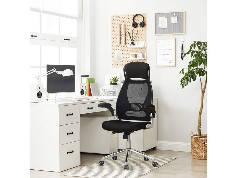 Songmics Bürostuhl mit Netzbezug, Armlehnen und Kopfstütze Ergonomischer Schreibtischstuhl