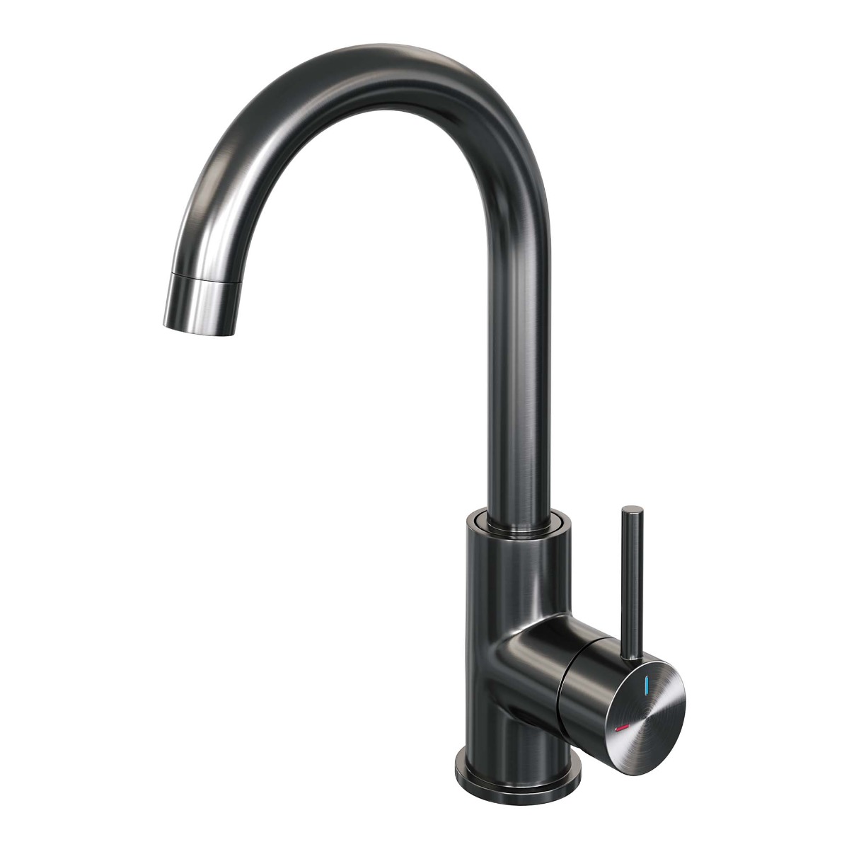 Brauer Gunmetal Edition ColdStart wastafelkraan met draaibare ronde uitloop model A gunmetal geborsteld PVD