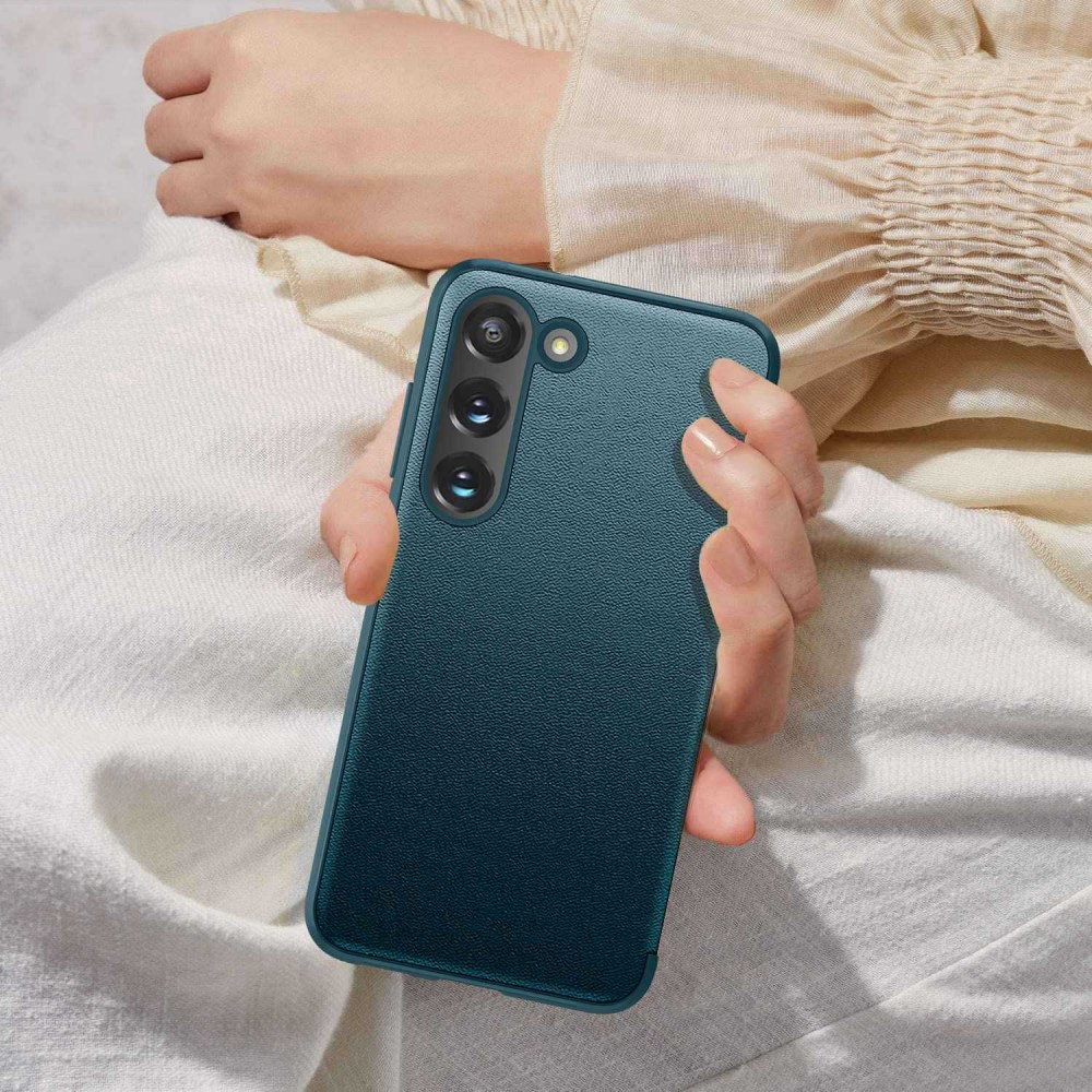 Samsung Galaxy S23 5G Leder Hülle Slim Window View Flip Case - Schwarz