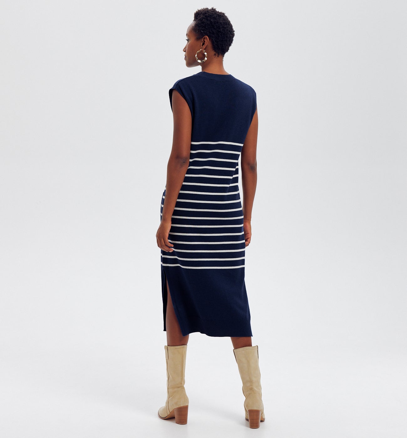 Robe marinière en tricot - Rayé marine