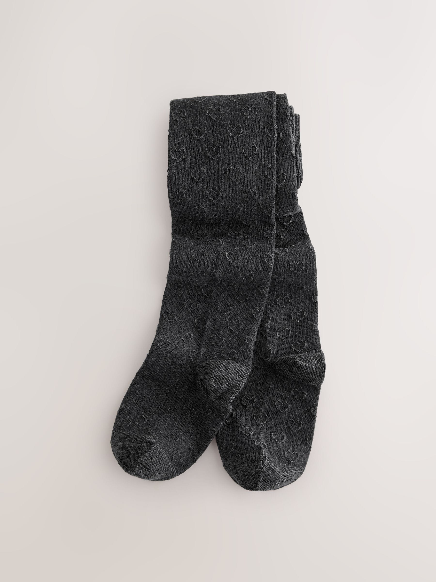 Grijs - 3 Pack Textured Heart School Tights