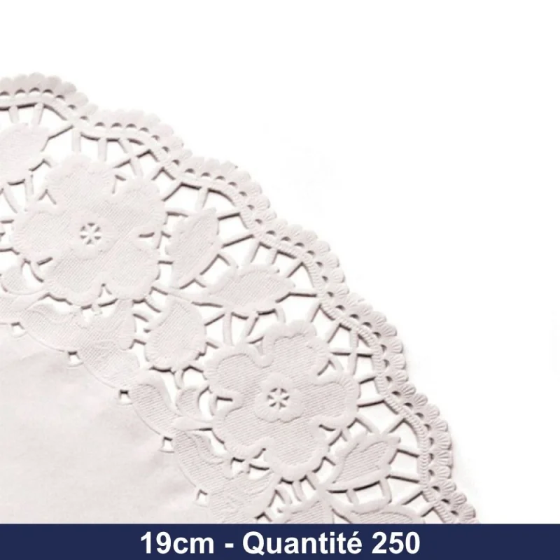GDP - Napperon dentelle rond en papier - Blanc - 19cm - x250