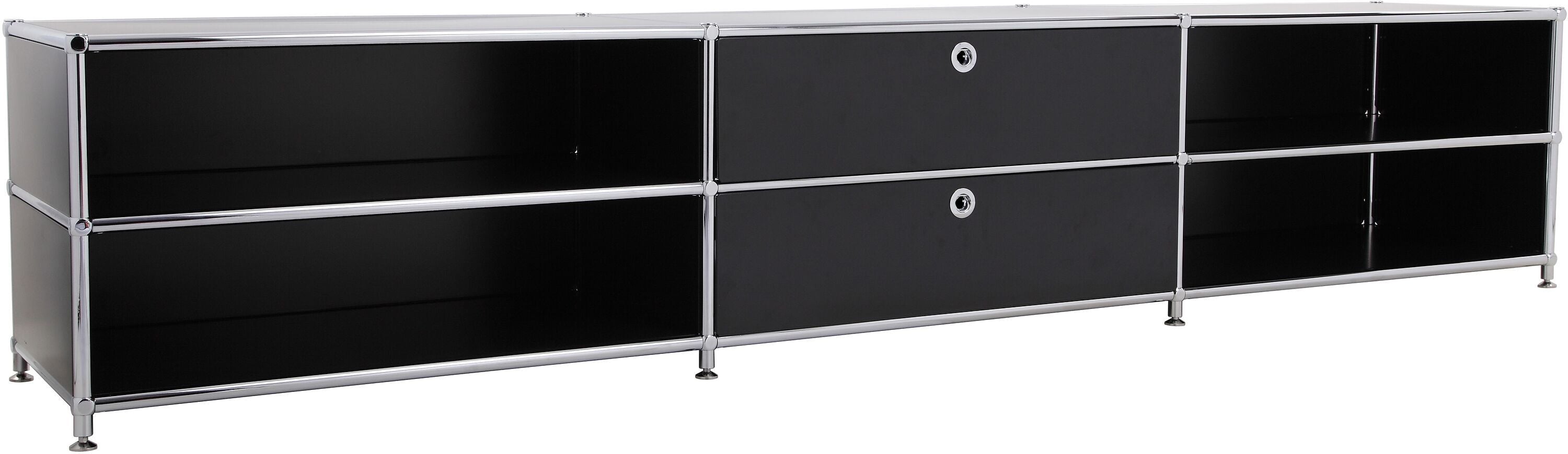 FLEXCUBE Lowboard - Schwarz / B: 227.0 cm x T: 40.0 cm x H: 44.5 cm