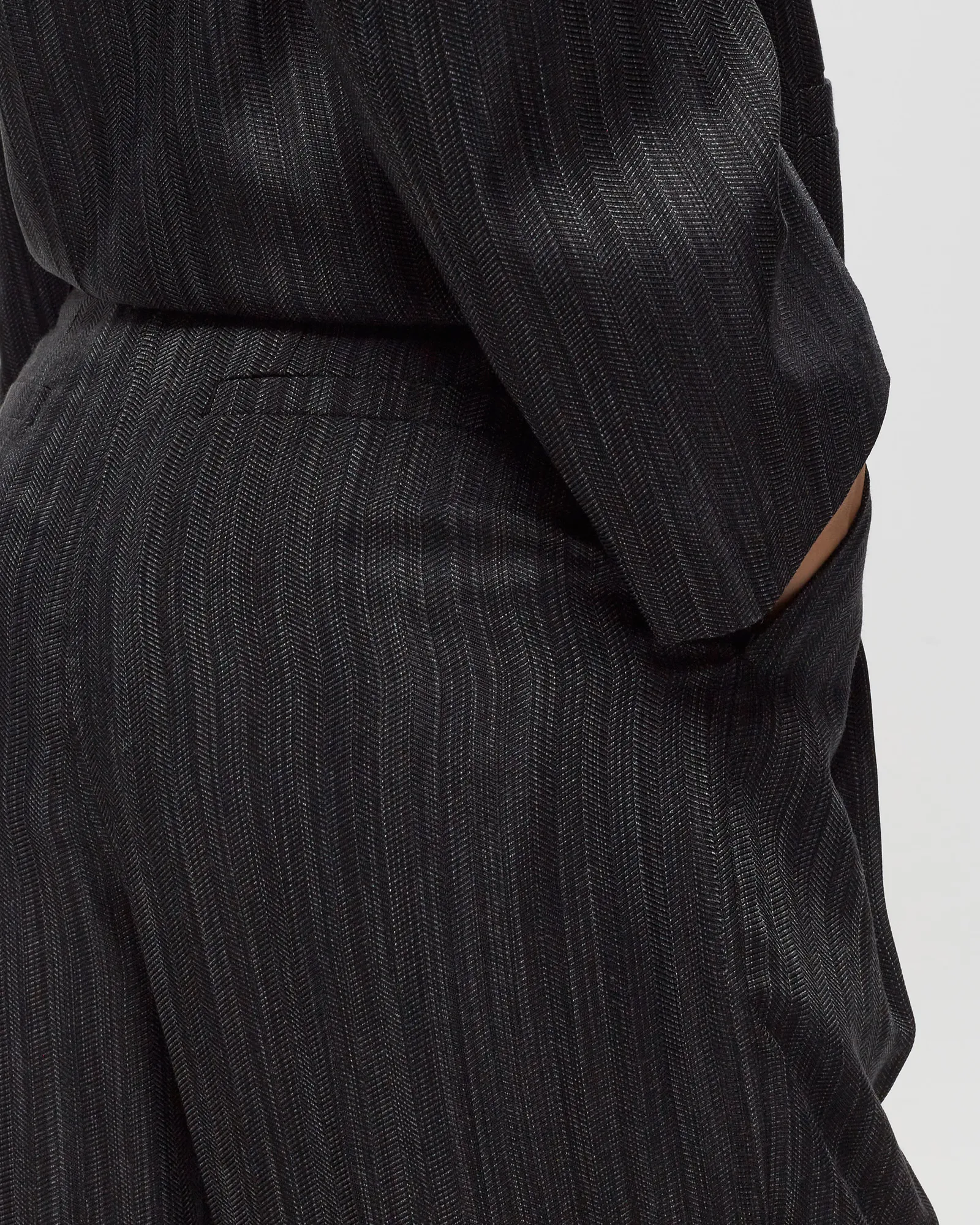 Ganni Drapey Stripe Suiting Mid Waist Pleat Pants