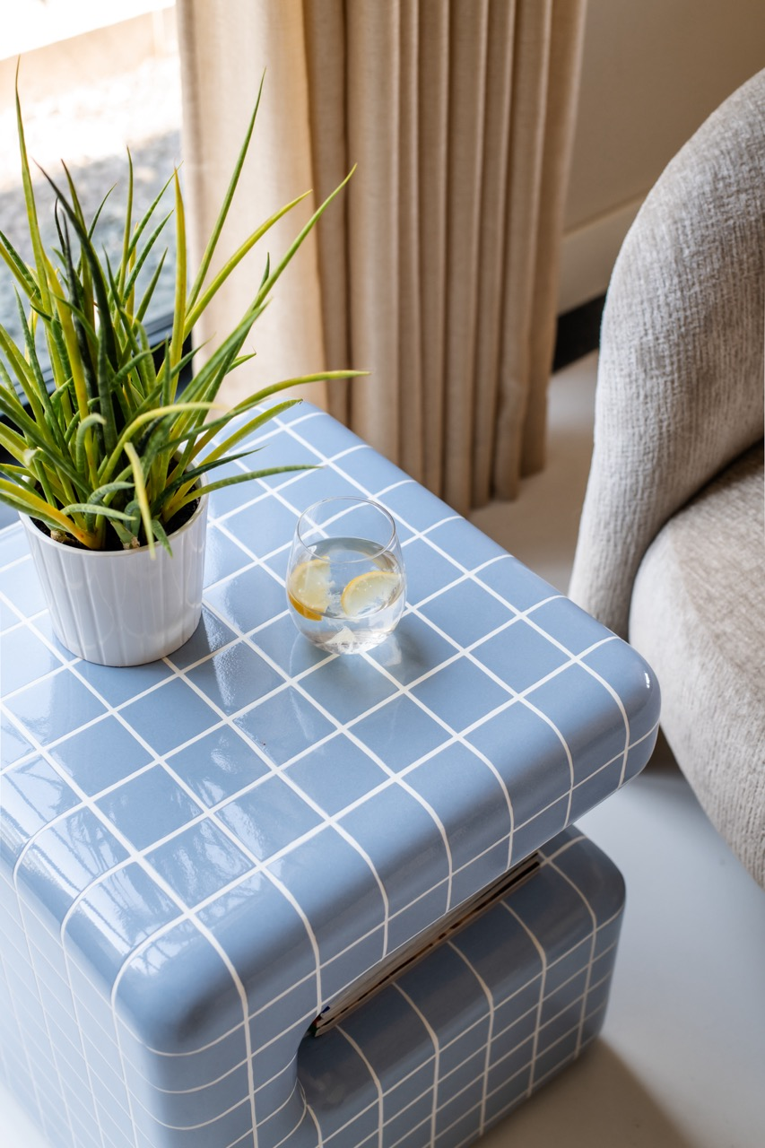 Bijzettafel Takamu Grid cashmere