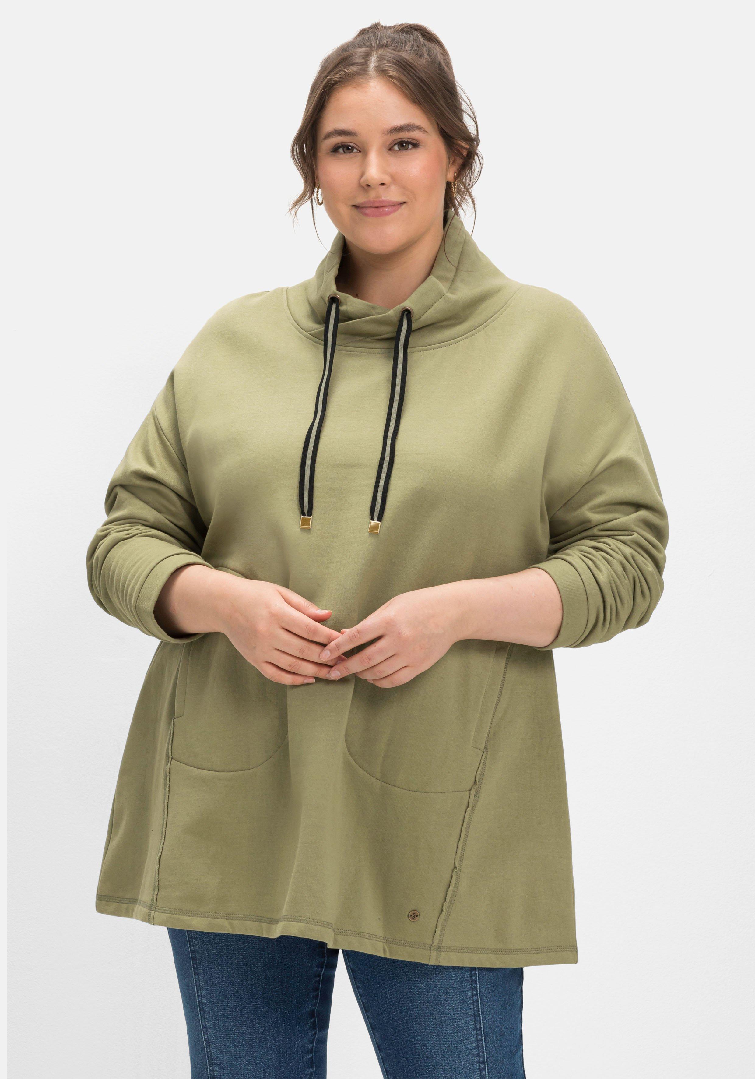 Sweatshirt in A-Linie, mit Taschen und Kragen