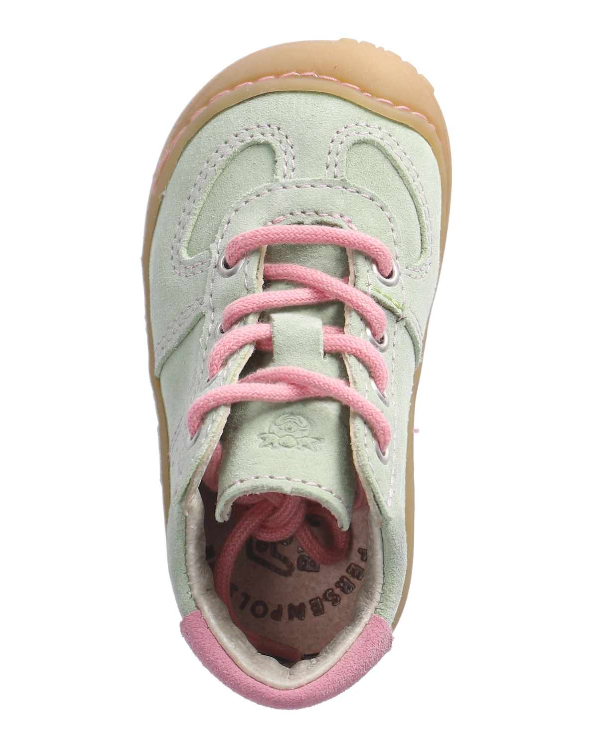 Schnür-Lauflernschuhe SAMI VELOUR in avocado/rosa