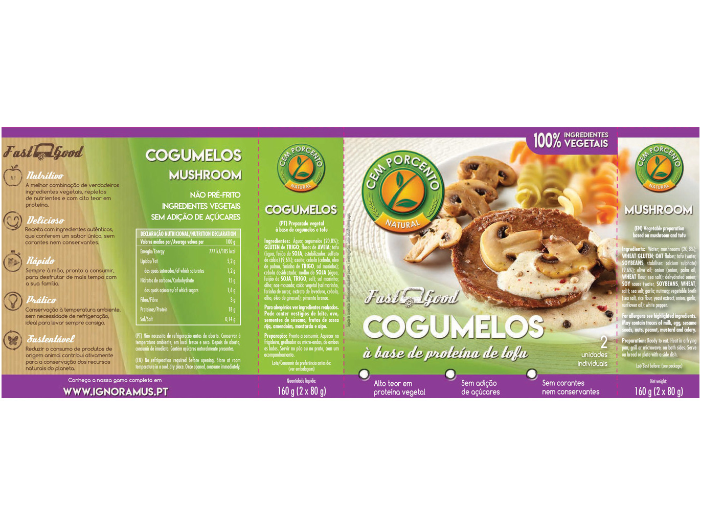 HAMBURGUER CEM PORCENTO COGUMELOS 160G