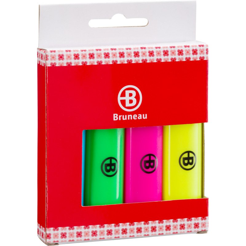 Surligneurs Bruneau couleurs assorties - Pochette de 4