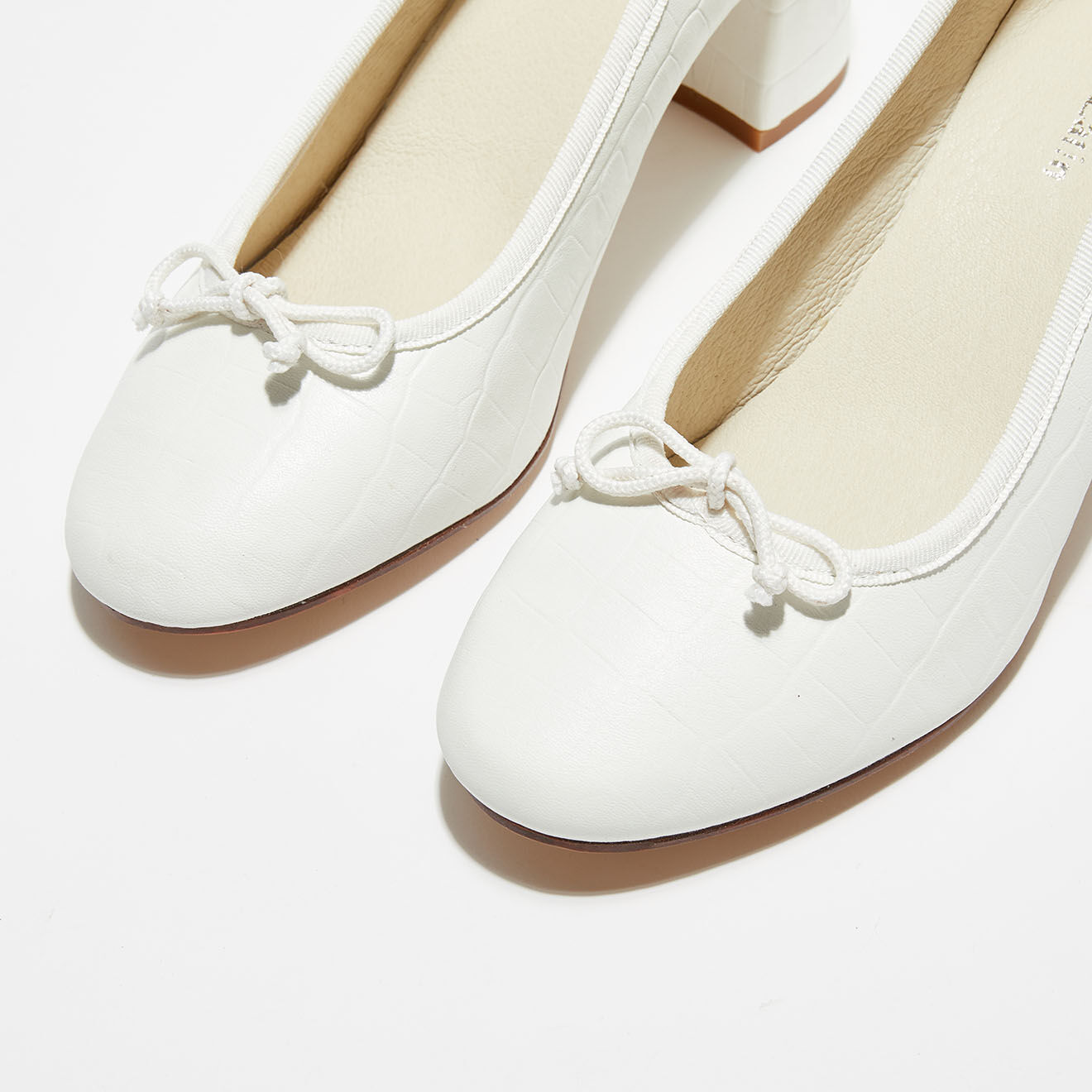 Quartier Latin Ballerines en Cuir Croco Sophie blanches  - Talon 6 cm