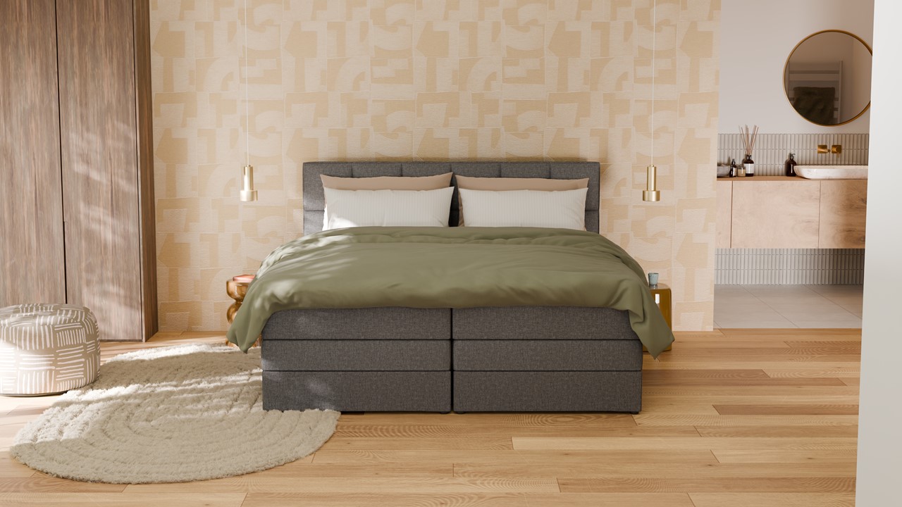 Opbergboxspring Jade - Linen touch dark grey
