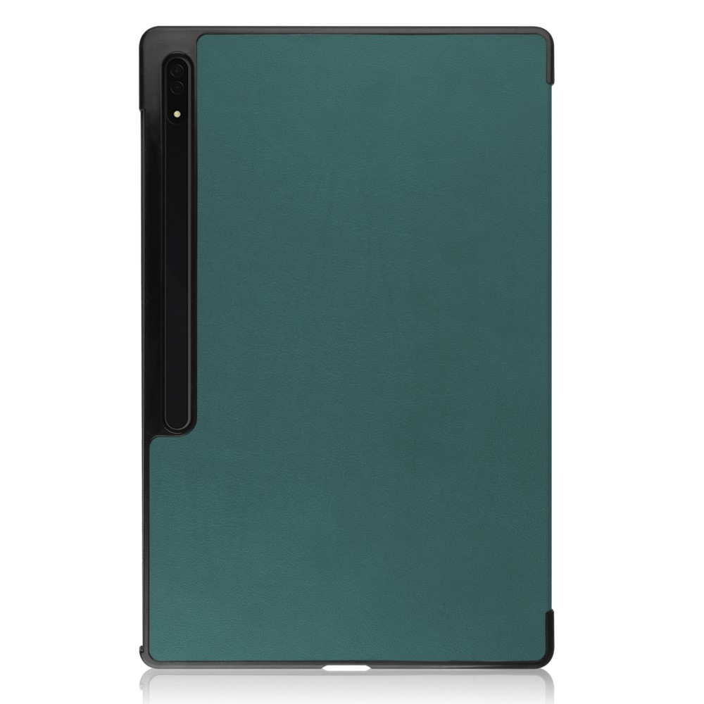 Samsung Galaxy Tab S10 Ultra Flipcase Hülle Ledertasche mit Aufstellfunktion Litchi Look   S-Pen Halterung - Dunkelgrün