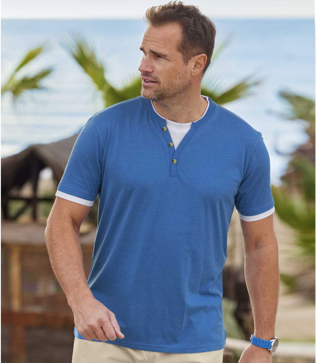 Lot de 2 Tee-Shirts Col Tunisien Sailor