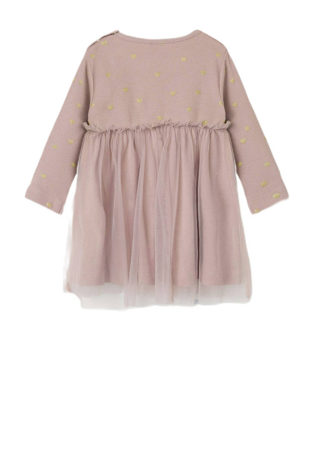 NAME IT baby semi-transparante jurk NBFNADJA met hartjes oudroze